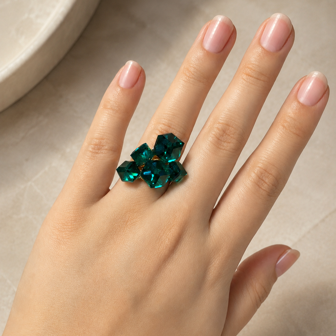 Emerald prism ring
