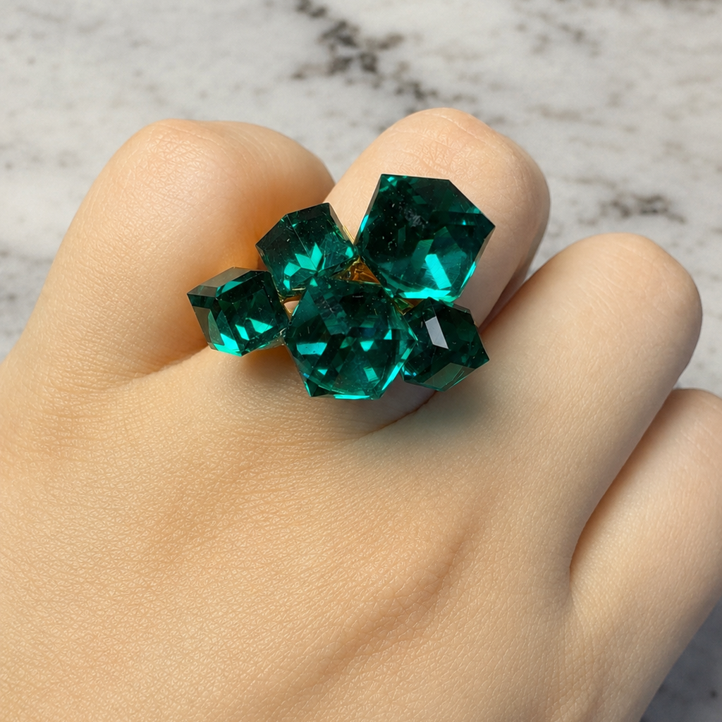 Emerald prism ring