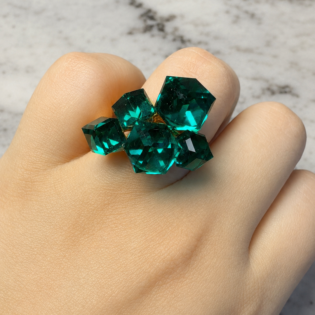 Emerald prism ring