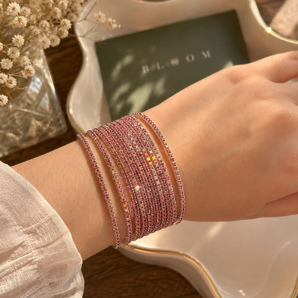 pink halo rhinestone bracelet