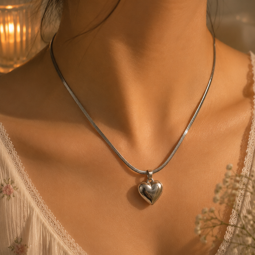 metallic love necklace