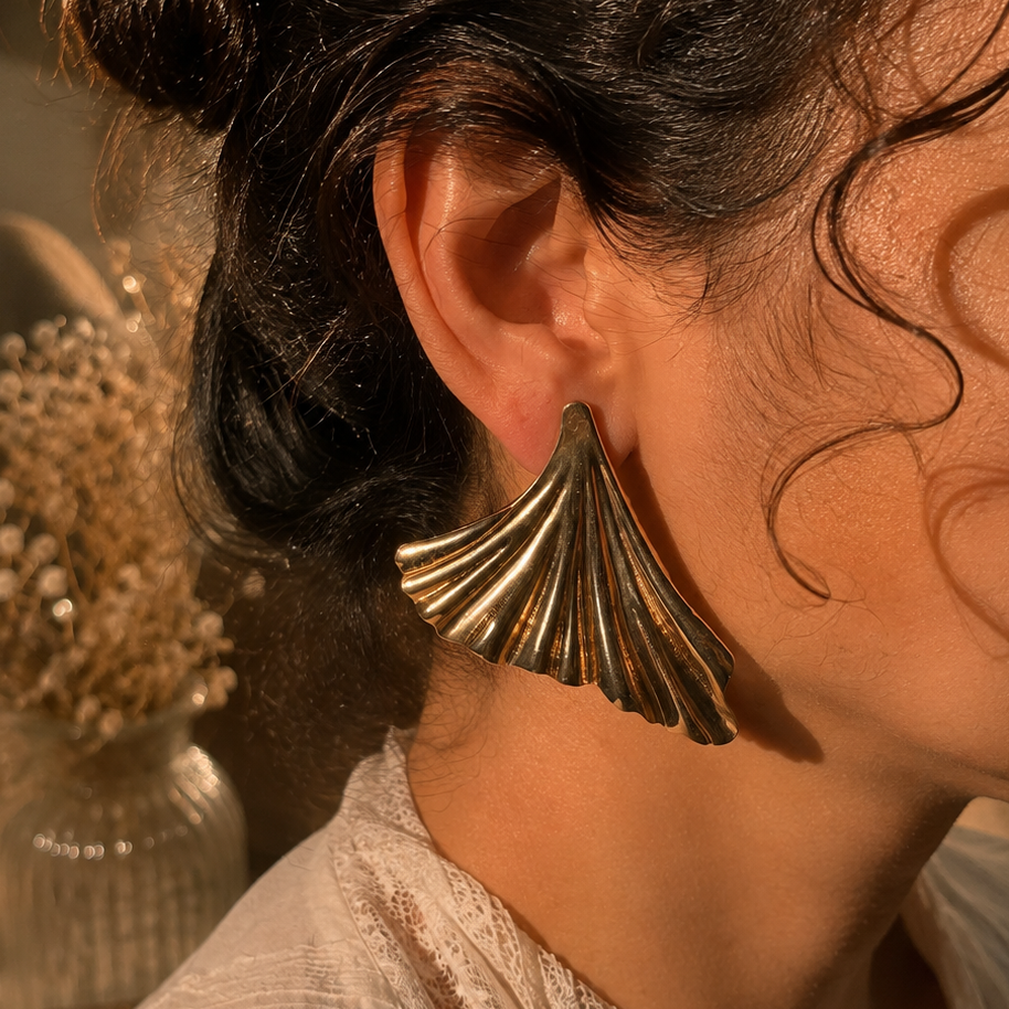 golden ginkgo earrings