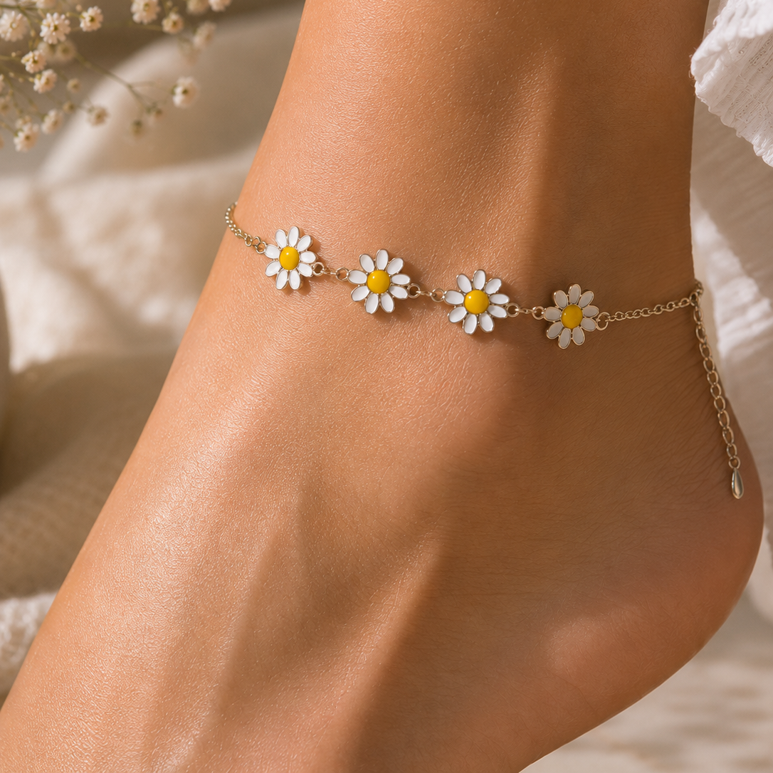 White flora anklet