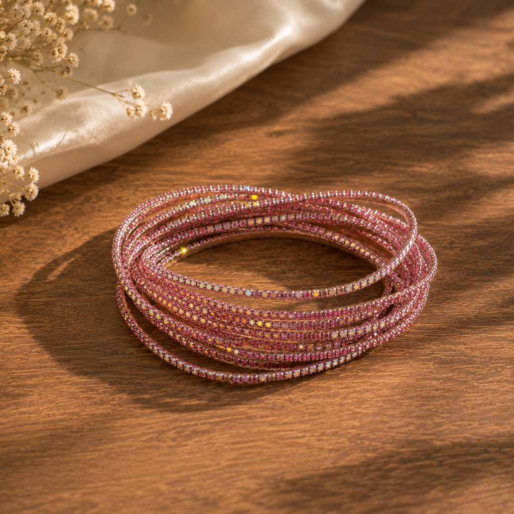 pink halo rhinestone bracelet