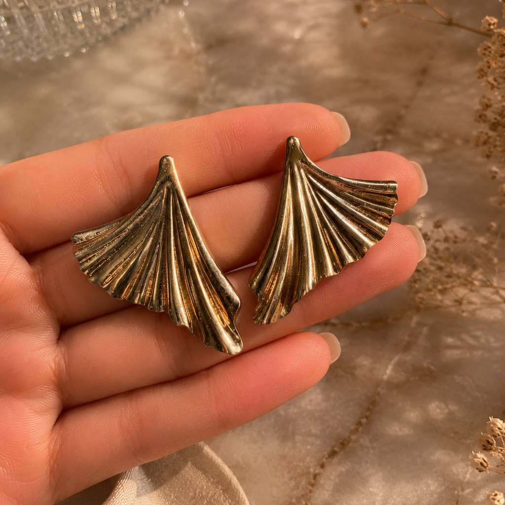 golden ginkgo earrings